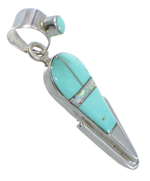 Turquoise Opal Inlay Genuine Sterling Silver Pendant AX76543